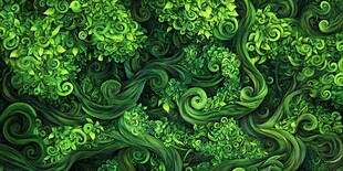 奇幻绿色植物卷曲纹理图案