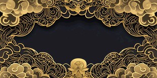 金色云纹中式华丽边框背景