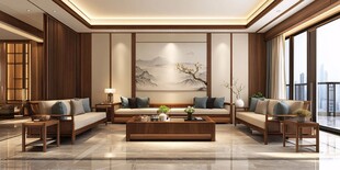中式典雅客厅室内效果图