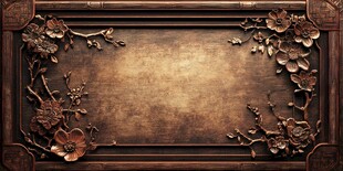 中式雕花复古边框背景图