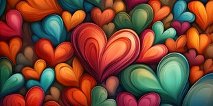 多彩爱心图案的浪漫世界