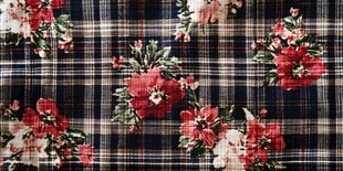 格纹底花卉图案布料