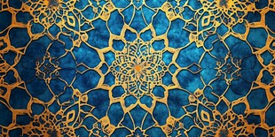 蓝色底金色花纹精致图案