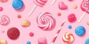 甜蜜糖果缤纷插画