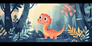 森林中的可爱小恐龙