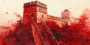 水墨风长城壮丽图景