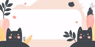 可爱猫咪边框插画背景图