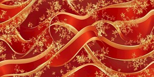 红色金纹飘带华丽背景图