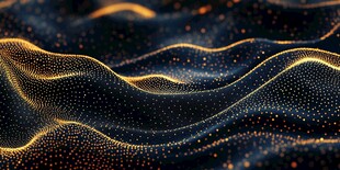 金色粒子波动抽象背景图