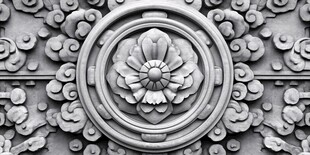 中式浮雕花卉装饰图案