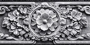 中式花卉浮雕精美装饰图案