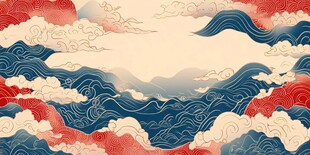 中式海浪云纹国风背景图