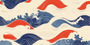 日式海浪图案纹理背景