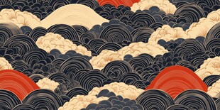 日式海浪祥云传统图案