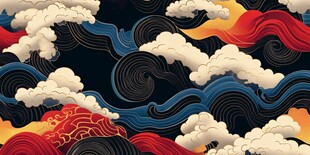 中式云浪纹样艺术图案