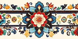 绚丽民族风花卉装饰图案