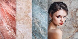 美女与多彩大理石纹理