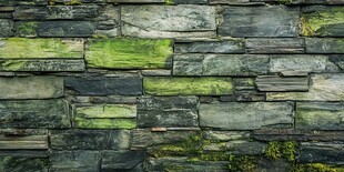 青苔覆盖的石墙纹理