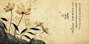 水墨荷花中式古典意境图