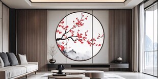中式客厅的典雅梅花屏风