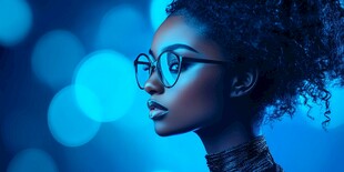 时尚黑皮肤女性侧颜特写