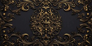 黑金奢华复古花纹背景图
