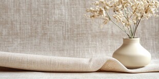 素雅布面花瓶干花静物图
