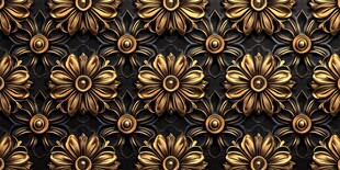 黑金花卉无缝奢华图案
