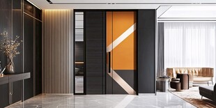现代时尚入户门与客厅设计
