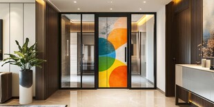 时尚多彩玻璃隔断入户门