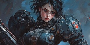 机甲女战士 眼神坚毅