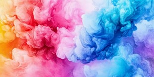 彩色墨水在水中绽放