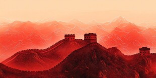 壮丽长城映于绚烂霞光中