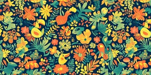 缤纷花鸟植物图案背景