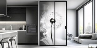 简约厨房与蒲公英玻璃隔断