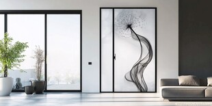 简约客厅中别致艺术玻璃门