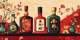 中式典雅酒瓶的精美陈列