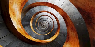 螺旋楼梯的绚丽金属质感