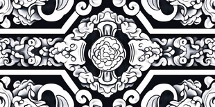 中式黑白古典花纹图案