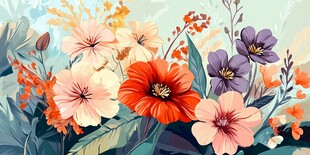 缤纷花卉插画 尽显自然之美