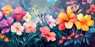 梦幻缤纷花卉绘景