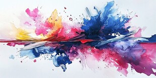 绚丽水彩飞溅艺术画面