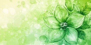 清新绿色花卉水彩背景图