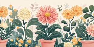盆栽花卉装饰图案