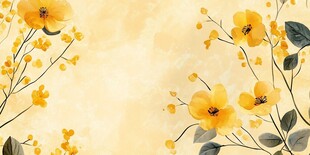 黄色花卉水彩风背景图