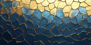 蓝金相间的鳞片状纹理背景