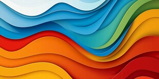 多彩波浪折纸风背景图案