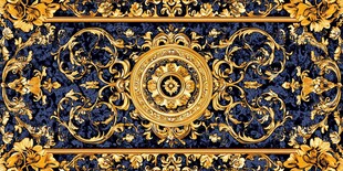 奢华蓝金花纹地毯图案