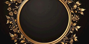 金色花卉边框黑色背景图