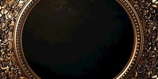金色雕花圆框黑色背景